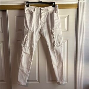 Men's White 34x30 Boohoo Man Cargo Pants